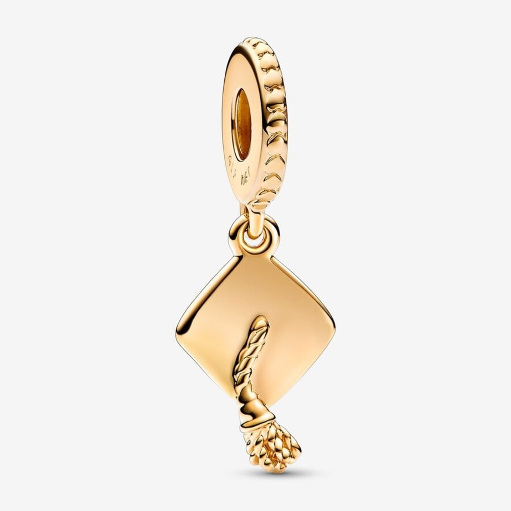 Gold over sterling silver graduation hat charm